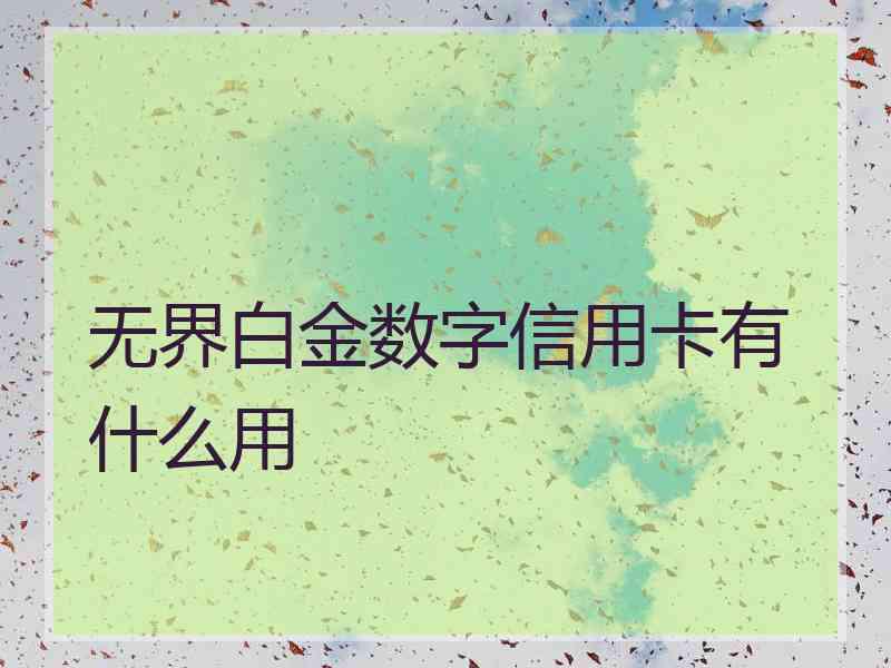 无界白金数字信用卡有什么用