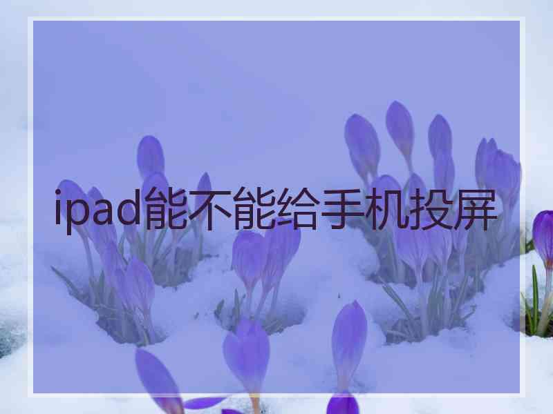 ipad能不能给手机投屏