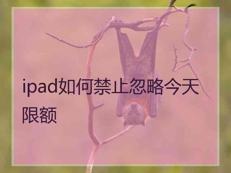 ipad如何禁止忽略今天限额