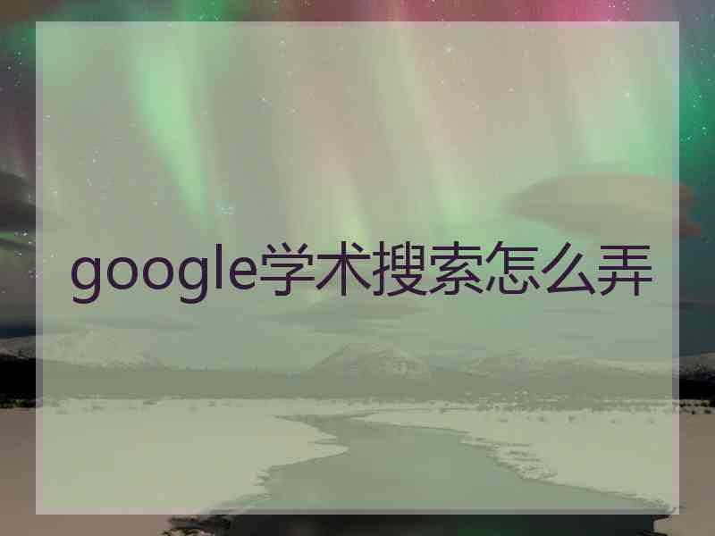 google学术搜索怎么弄