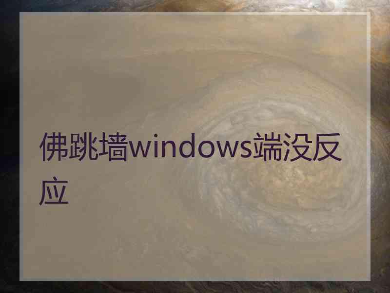 佛跳墙windows端没反应