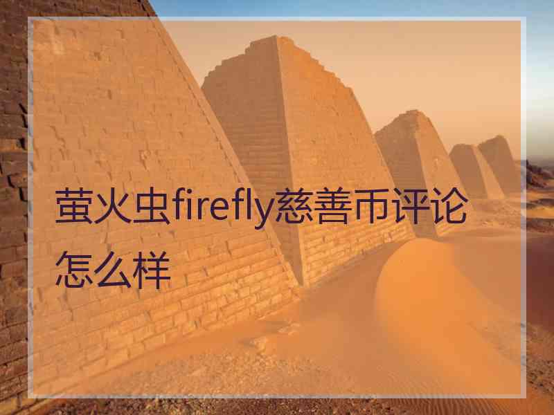 萤火虫firefly慈善币评论怎么样