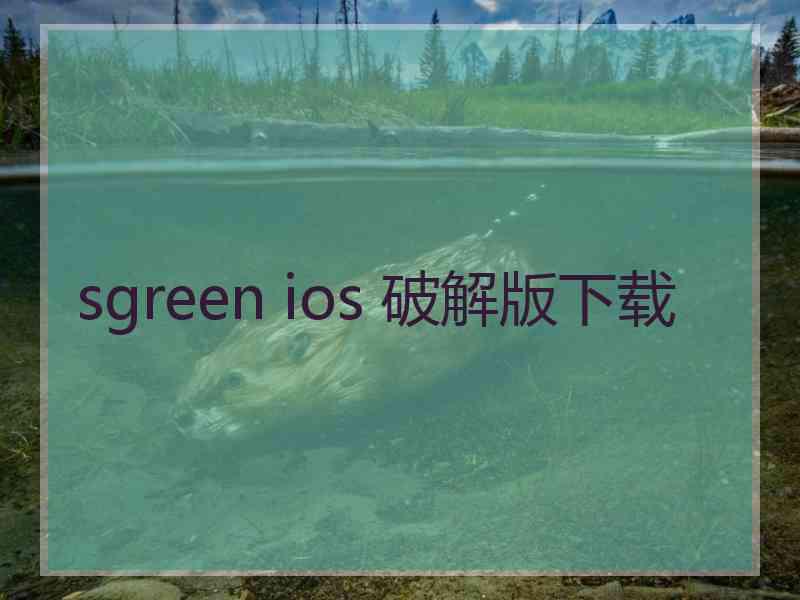 sgreen ios 破解版下载