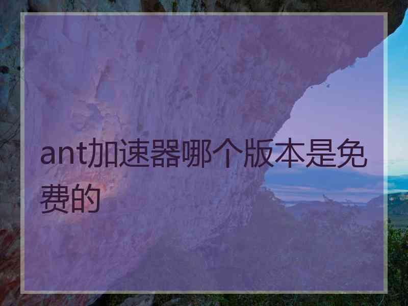 ant加速器哪个版本是免费的