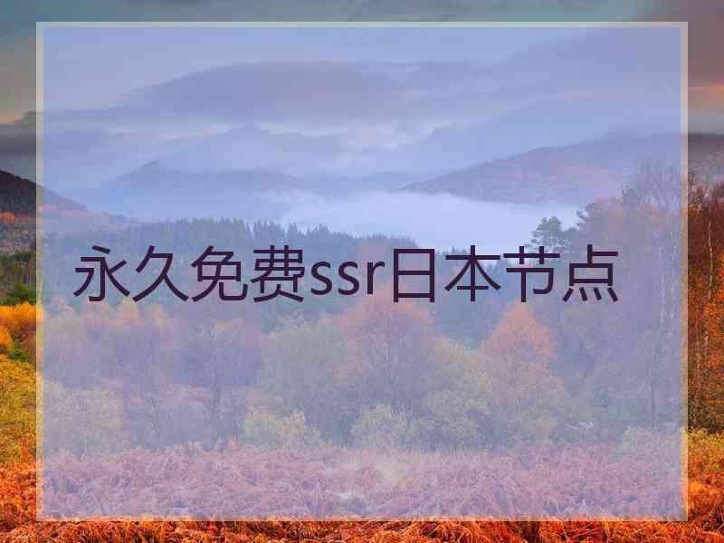 永久免费ssr日本节点