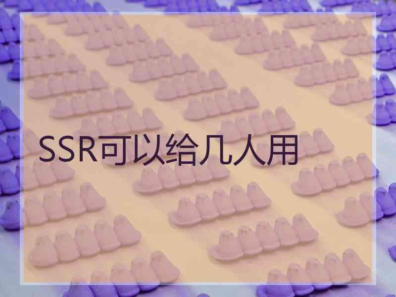 SSR可以给几人用