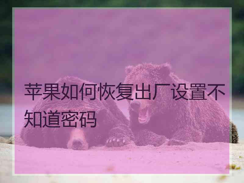 苹果如何恢复出厂设置不知道密码