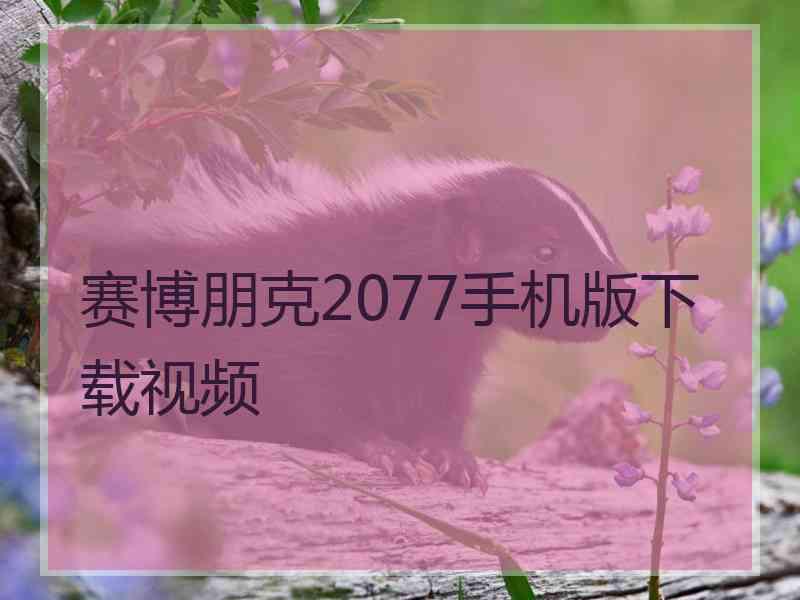 赛博朋克2077手机版下载视频