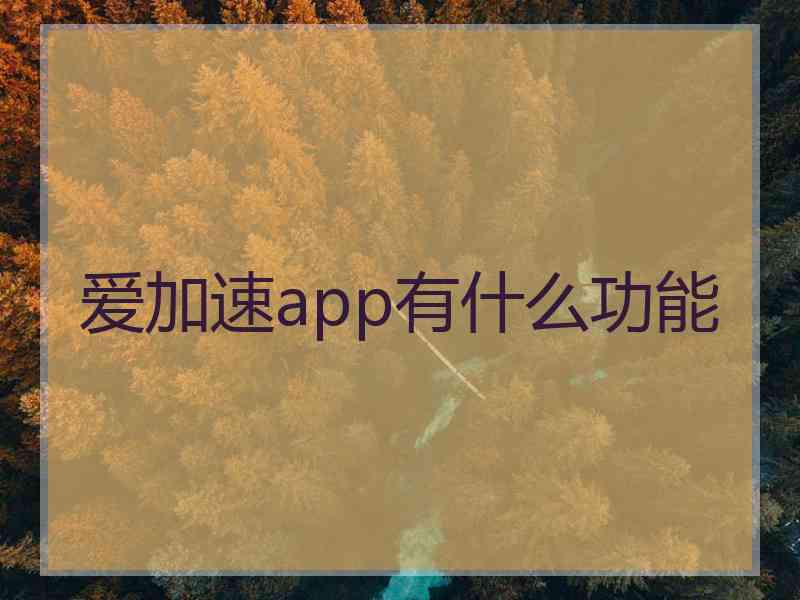 爱加速app有什么功能