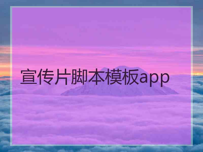 宣传片脚本模板app