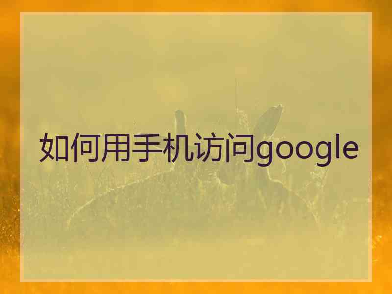 如何用手机访问google