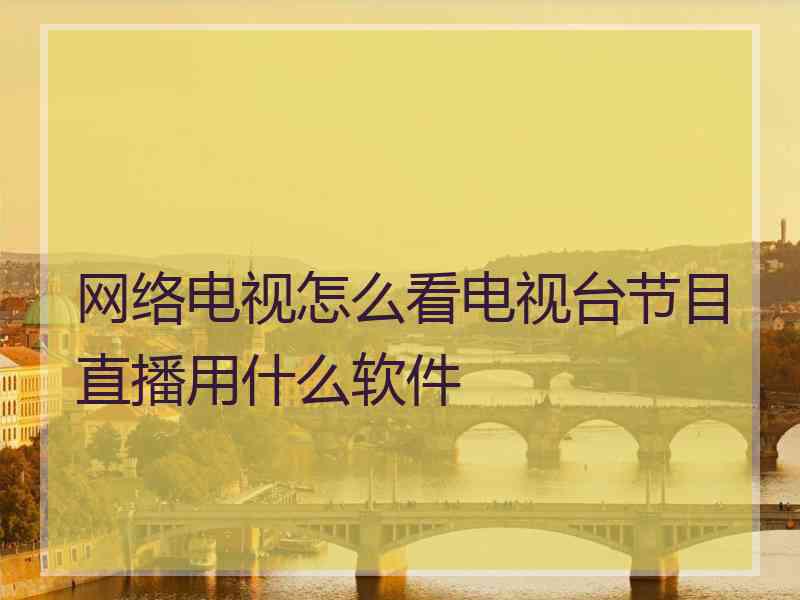 网络电视怎么看电视台节目直播用什么软件