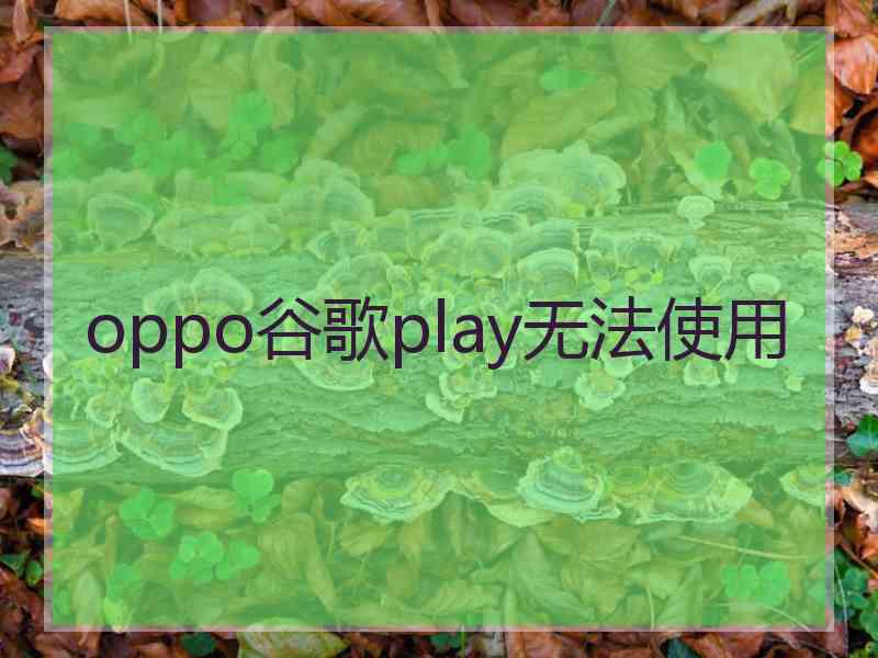 oppo谷歌play无法使用