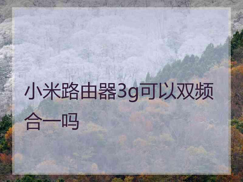 小米路由器3g可以双频合一吗