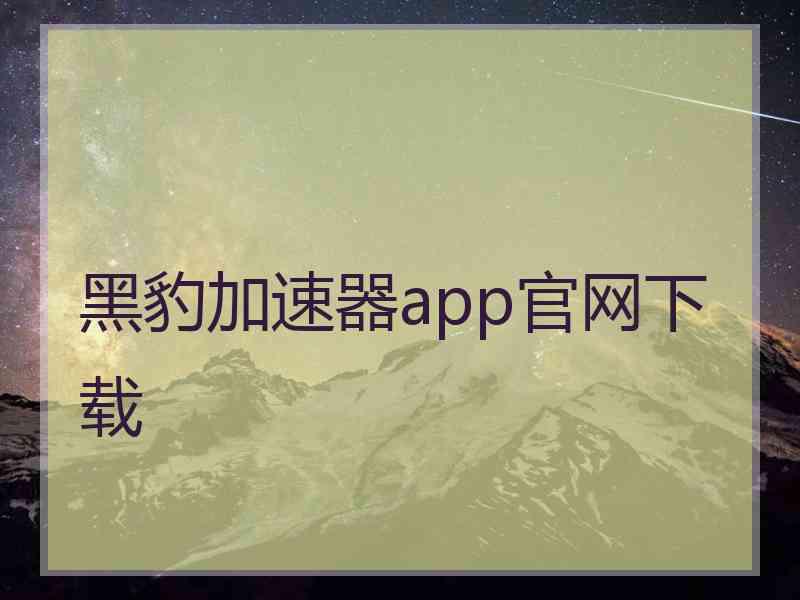 黑豹加速器app官网下载