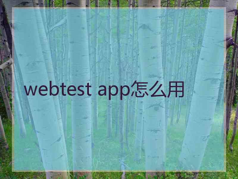 webtest app怎么用