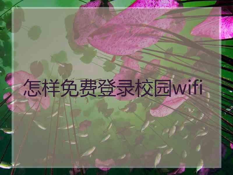 怎样免费登录校园wifi