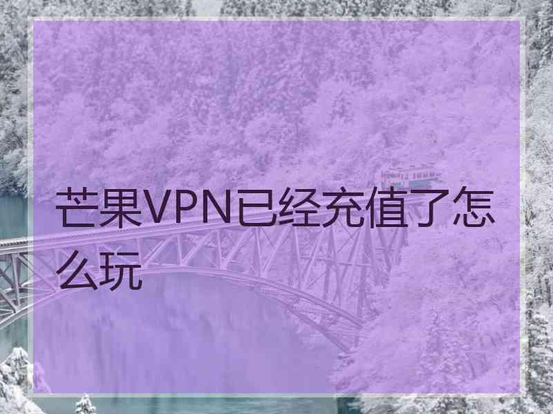 芒果VPN已经充值了怎么玩