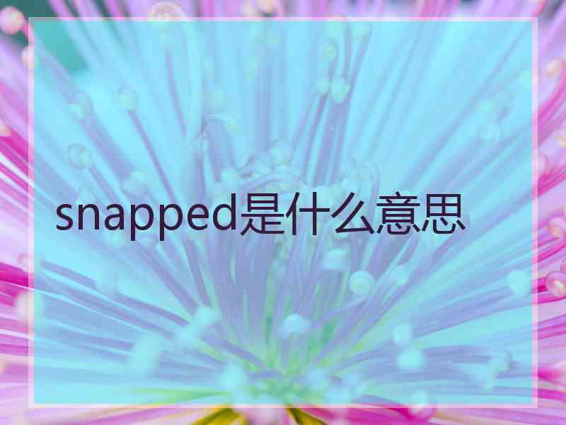 snapped是什么意思